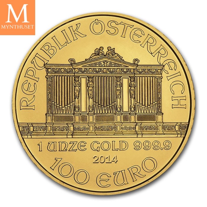2014 Østerrike 1 oz Gull Philharmoniker BU i kapsel