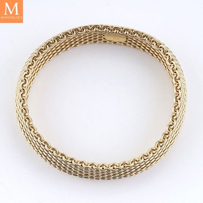 RESERVERT! Tiffany & Co 18 karat gult gull 15 mm Somerset mesh armbånd