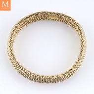 RESERVERT! Tiffany & Co 18 karat gult gull 15 mm Somerset mesh armbånd