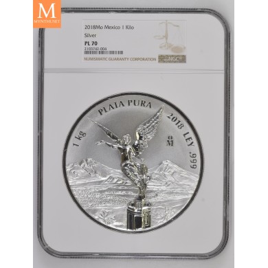 2018 Mexico LIBERTAD 1 KILO KV PROOFLIKE NGC PL70, SJELDEN!