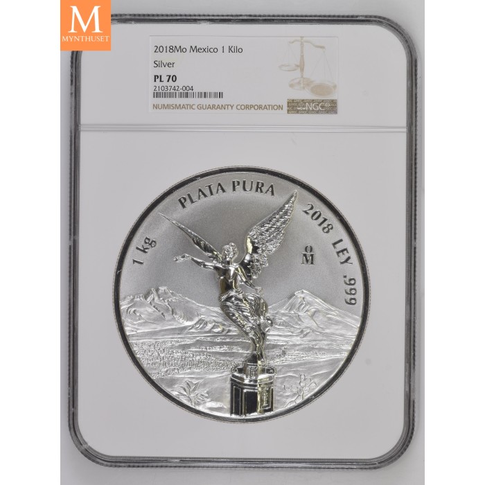2018 Mexico LIBERTAD 1 KILO KV PROOFLIKE NGC PL70, SJELDEN!