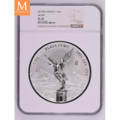 2015 Mexico LIBERTAD 1 KILO KV PROOFLIKE NGC PL70, SJELDEN!