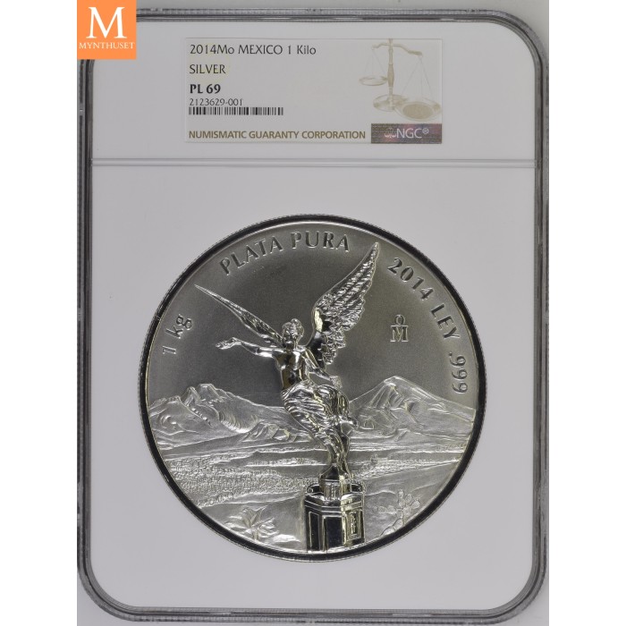 2014 Mexico LIBERTAD 1 KILO KV PROOFLIKE NGC PL69, SJELDEN!
