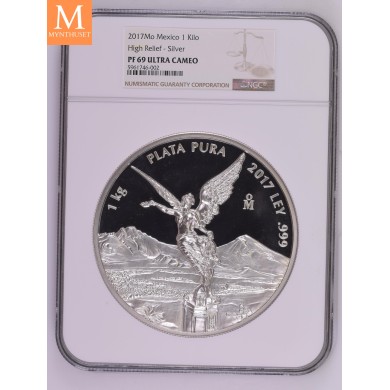 2017 Mexico LIBERTAD 1 KILO KV PROOFLIKE NGC PF69, SJELDEN!