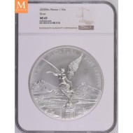 2020 Mexico LIBERTAD 1 KILO KV BU NGC MS69, SJELDEN!