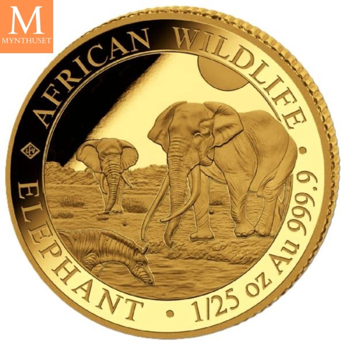 2026 Somalia 1/25 oz Gull African Elephant BU i kapsel