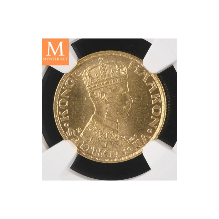 1910 Norway 10 kroner gull NGC MS63 , 0/01