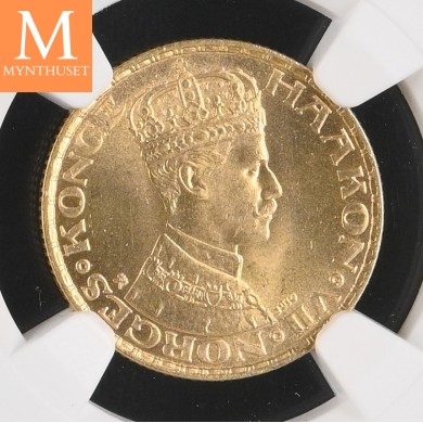 1910 Norway 10 kroner gull NGC MS64+ , 0/01