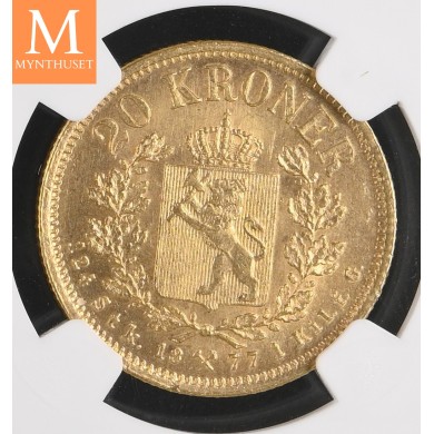 1877 20 kroner kvalitet 0/01, NGC MS64