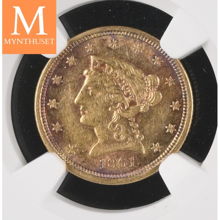 1861Type 2 USA 2,5 Dollar gull NGC AU55