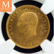 1923//41 Turkey Gold 100 Kurush NGC MS63