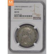 1783 IS Germany 1/2 Taler Johann Anton III NGC AU53