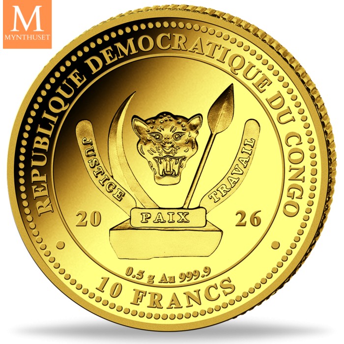 2026 Kongo HAI 0,5 gram gull 9999 WILDLIFE SERIEN I KVALITET BU M/KAPSEL