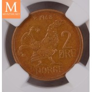 2 øre 1968 kvalitet 0 gradert av NGC MS66 NYDELIG!