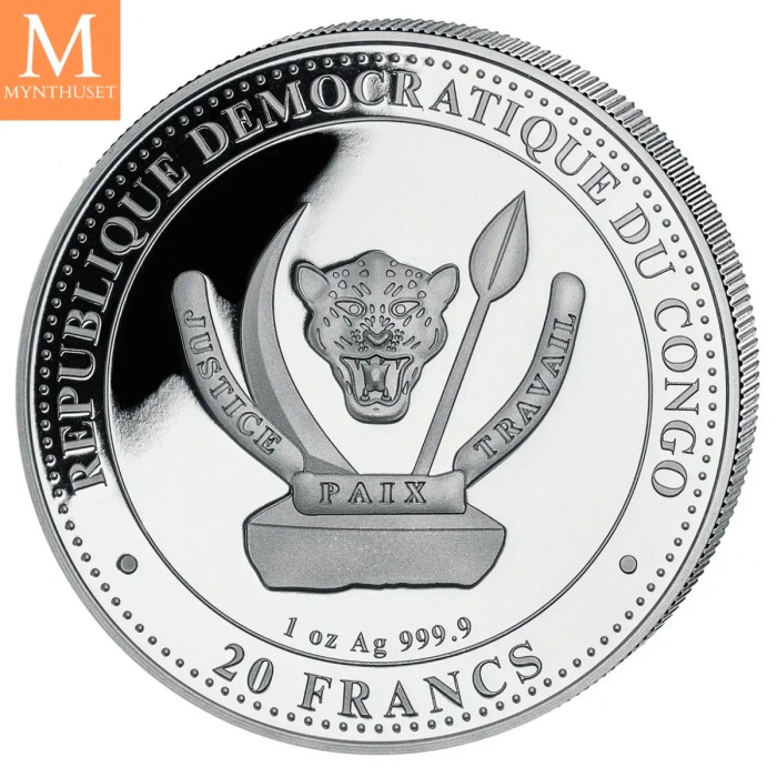 Kongo 2026 THE SHARK 1 OZ  SØLV 999 WILDLIFE SERIEN I KVALITET BU M/KAPSEL