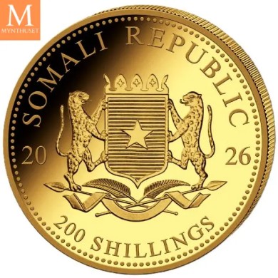 2026 Somalia 1/4 oz Gull African Elephant BU i kapsel