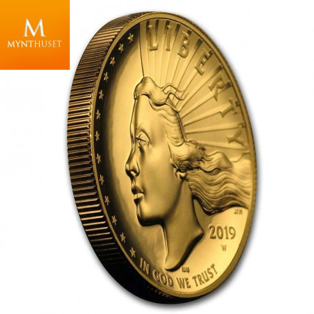 VAKKER! USA 2019 AMERICAN LIBERTY  100 DOLLAR 1 OZ HIGH RELIEF MED FORBEDRET FINISH