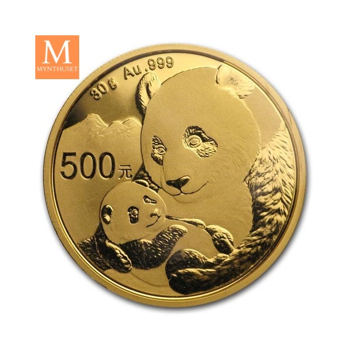 2019 China 500 Yuan Panda 30 gram 999 gull i original plast