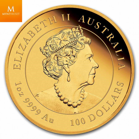 NYHET! Australia 2022 1 oz Gull Lunar S3 «Year of the Tiger» Proof med Etui & COA
