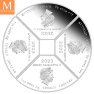 2023 Tuvalu YEAR OF THE Rabbit 4 x 1 DOLLAR SETT MED KVADRANTFORMEDE MYNTER I KVALITET PROOF MED ESKE OG COA