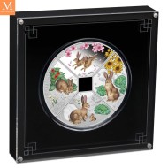 2023 Tuvalu YEAR OF THE Rabbit 4 x 1 DOLLAR SETT MED KVADRANTFORMEDE MYNTER I KVALITET PROOF MED ESKE OG COA