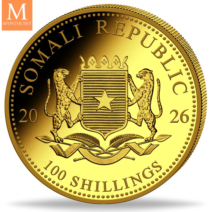 2026 Somalia 1/10 oz Gull African Elephant BU i kapsel