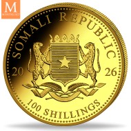 2026 Somalia 1/10 oz Gull African Elephant BU i kapsel