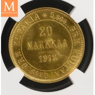 1912 L Finland/Russia 20 Markkaa NGC MS64 MEGET SJELDEN !