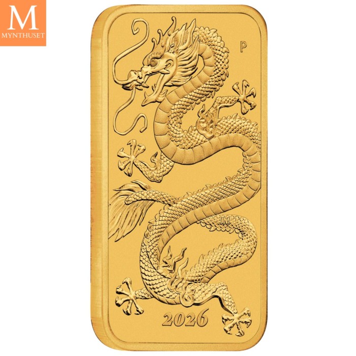 2026 Australia 1 oz Gull Dragon Coinbar BU med original kapsel