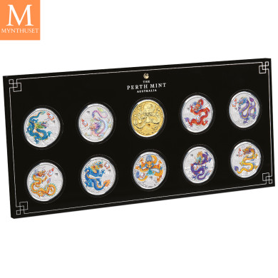 2024 Australia YEAR OF THE DRAGON SETT LUNAR SERIES III. 10 SØLV MYNTER