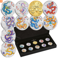 2024 Australia YEAR OF THE DRAGON SETT LUNAR SERIES III. 10 SØLV MYNTER