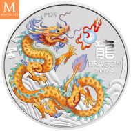 2024 Australia YEAR OF THE DRAGON SETT LUNAR SERIES III. 10 SØLV MYNTER