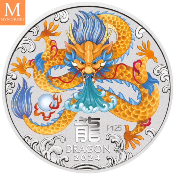 2024 Australia YEAR OF THE DRAGON SETT LUNAR SERIES III. 10 SØLV MYNTER