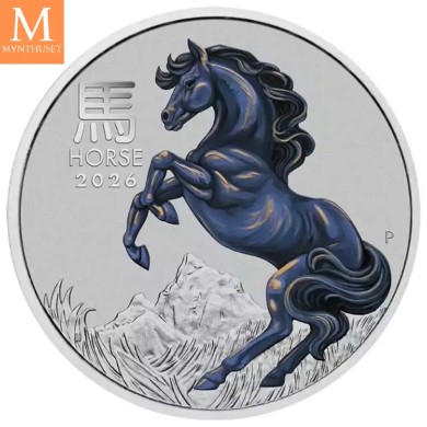 2026 Australia 1 oz Platinamynt Lunar Serie III Year of the Horse Farget BU M/Kapse