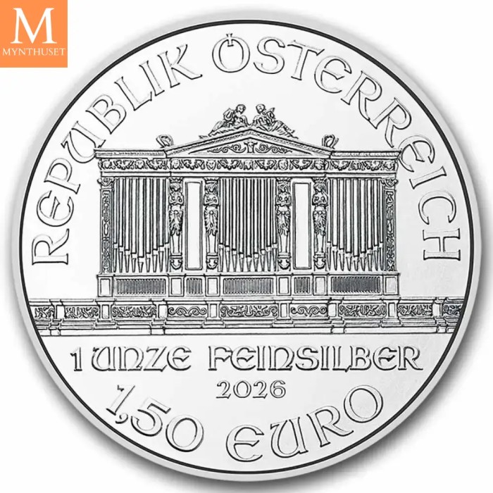 2026 MONSTERBOX 500 OZ Østerrike Sølv Philharmoniker 500 x 1 oz Monster Box (500 oz)