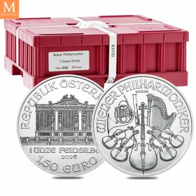 2026 MONSTERBOX 500 OZ Østerrike Sølv Philharmoniker 500 x 1 oz Monster Box (500 oz)