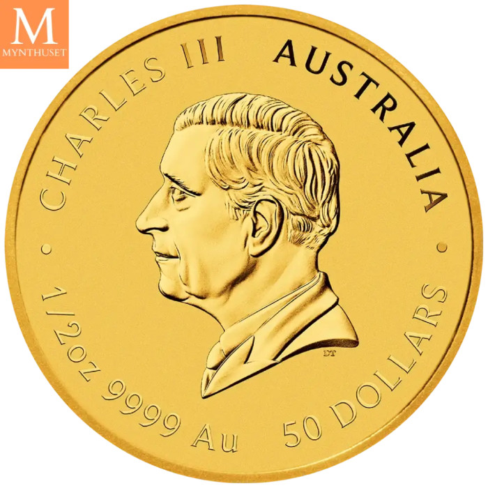 2027 Australia 1/2 oz Gull Lunar S3 Year of the Goat BU M/Kapsel "Forhåndssalg"