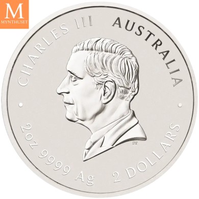 2027 Australia 2 oz SØLV Lunar S3 Year of the Goat BU M/Kapsel