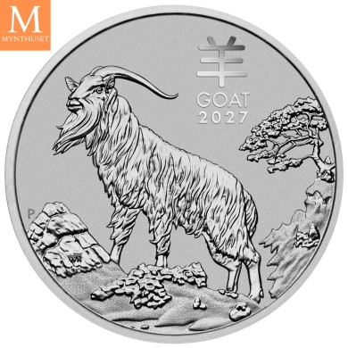 2027 Australia 1 oz platina Lunar S3 Year of the Goat BU M/Kapsel "Forhåndssalg"