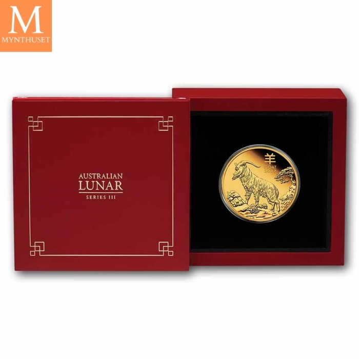 2027 Australia 1/10 oz Gull Lunar S3 Year of the Goat Proof med Etui & COA "PÅ LAGER"
