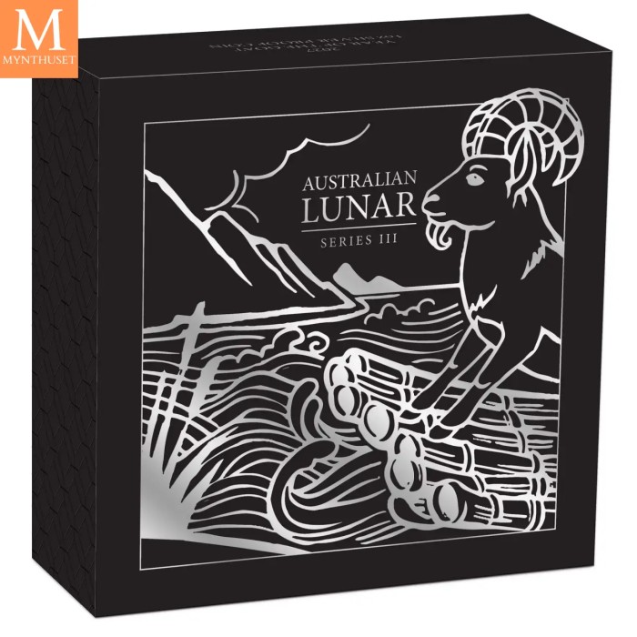 2027 Australia 1 oz sølv Lunar S3 Year of the Goat Proof med Etui & COA "Forhåndssalg"