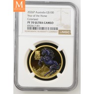 2026 Australia YEAR OF THE HORSE 1 OZ  GULL LUNAR SERIE 3 KVALITET PROOF COLOR NGC PF70