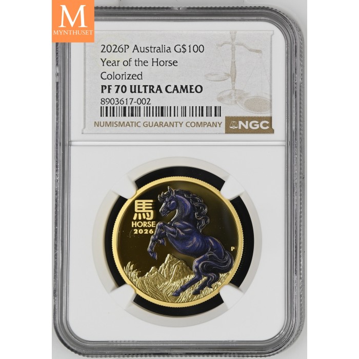 2026 Australia YEAR OF THE HORSE 1 OZ  GULL LUNAR SERIE 3 KVALITET PROOF COLOR NGC PF70