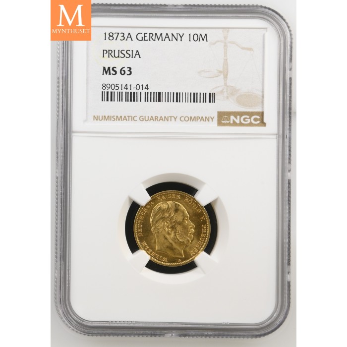 1873 A GERMANY PRUSSIA 10 Mark NGC MS63