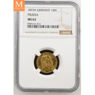 1873 A GERMANY PRUSSIA 10 Mark NGC MS63