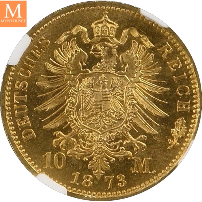 1873 A GERMANY PRUSSIA 10 Mark NGC MS63