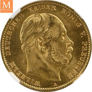1873 A GERMANY PRUSSIA 10 Mark NGC MS63