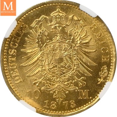 1873 A GERMANY PRUSSIA 10 Mark NGC MS64