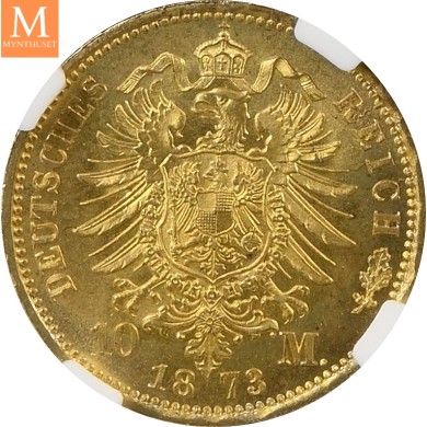 1873 A GERMANY PRUSSIA 10 Mark NGC MS65