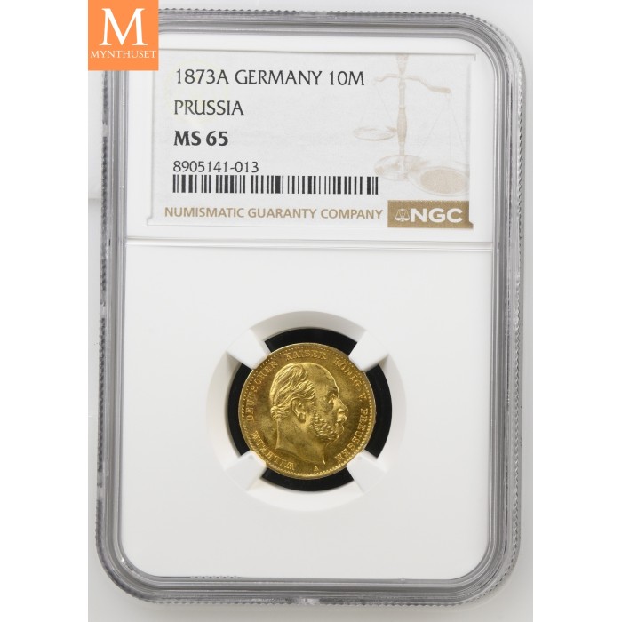 1873 A GERMANY PRUSSIA 10 Mark NGC MS65